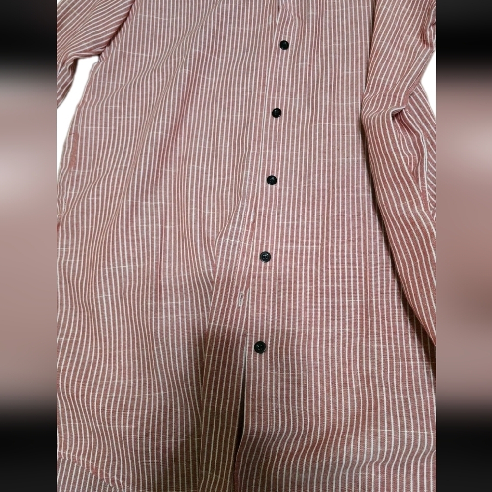 Cellabie Red/White Stripe Button Up Shirt Tunic Lonhg Sleeve XL 💵 - Picture 7 of 10